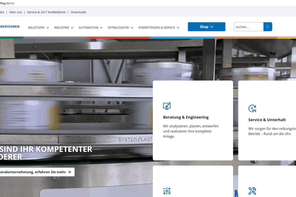 Frei Fördertechnik AG Webseite