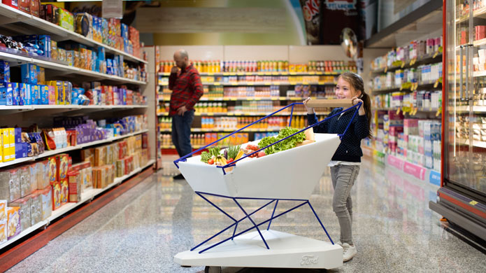 Selbstbremsender Einkaufswagen